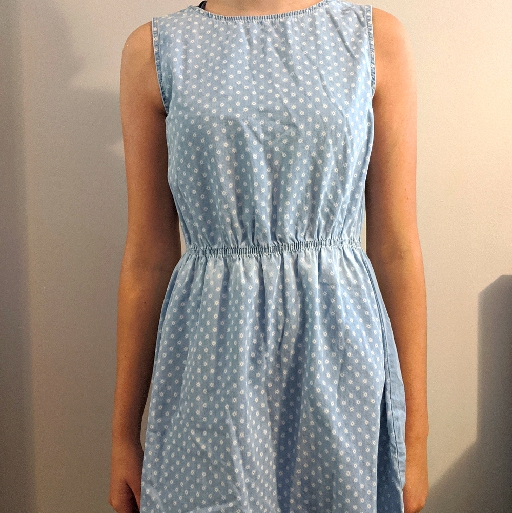 blue denim casual dress